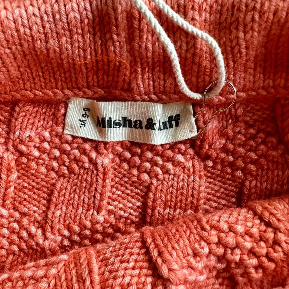 Misha & Puff Coral Block Stitch Knit Skirt and Collar Set in Melon - Picture 3 of 5